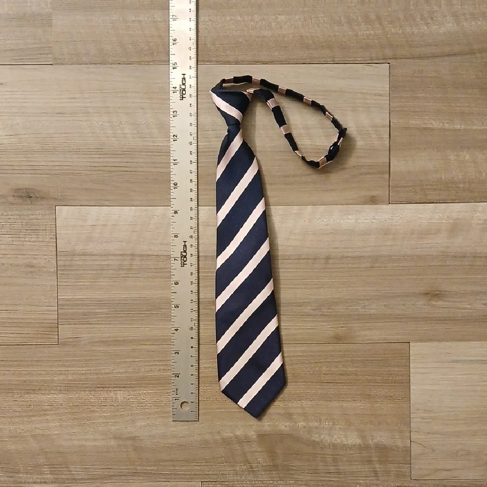 Gymboree Spring Dressy Navy and Light Pink Striped Pre-Tied Necktie (J)